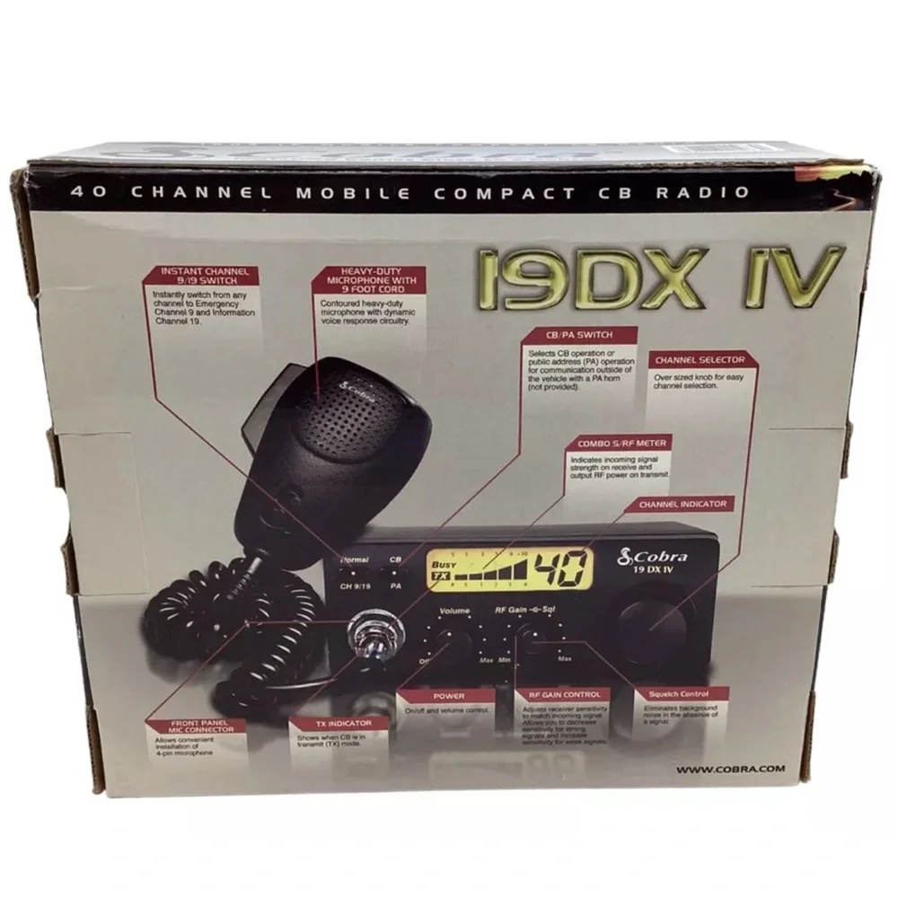 Cobra 40 Channel Mobile Compact CB Radio (19 DX IV) - Picture 2 of 16